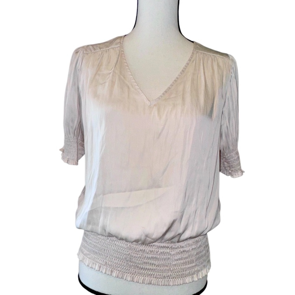CATHERINE MALANDRINO silky Smock ivory blouse women’s size medium